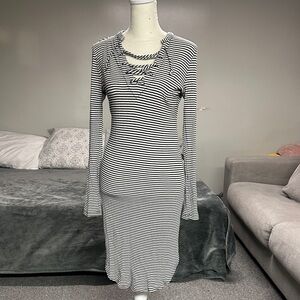 Material Girl Striped Black and White Long Sleeve Dress